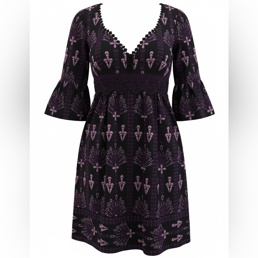 Nanette Lepore Embroidered Empire Dress Sz 4